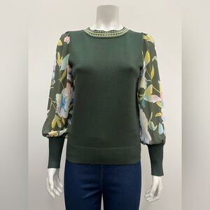 Floral Puff Sleeve Sweater